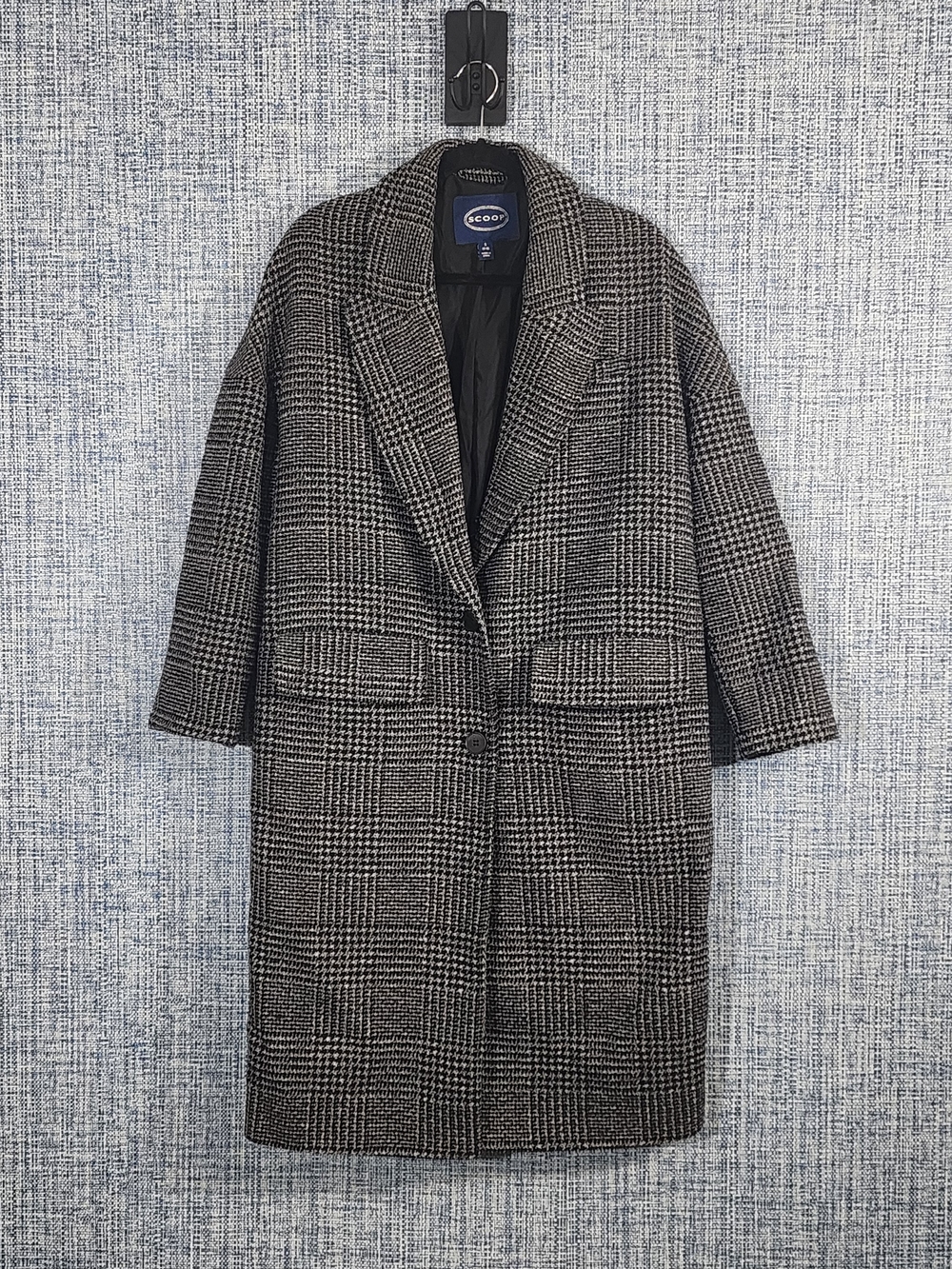 Scoop Women's Plaid Wool Blend Pea Coat Small